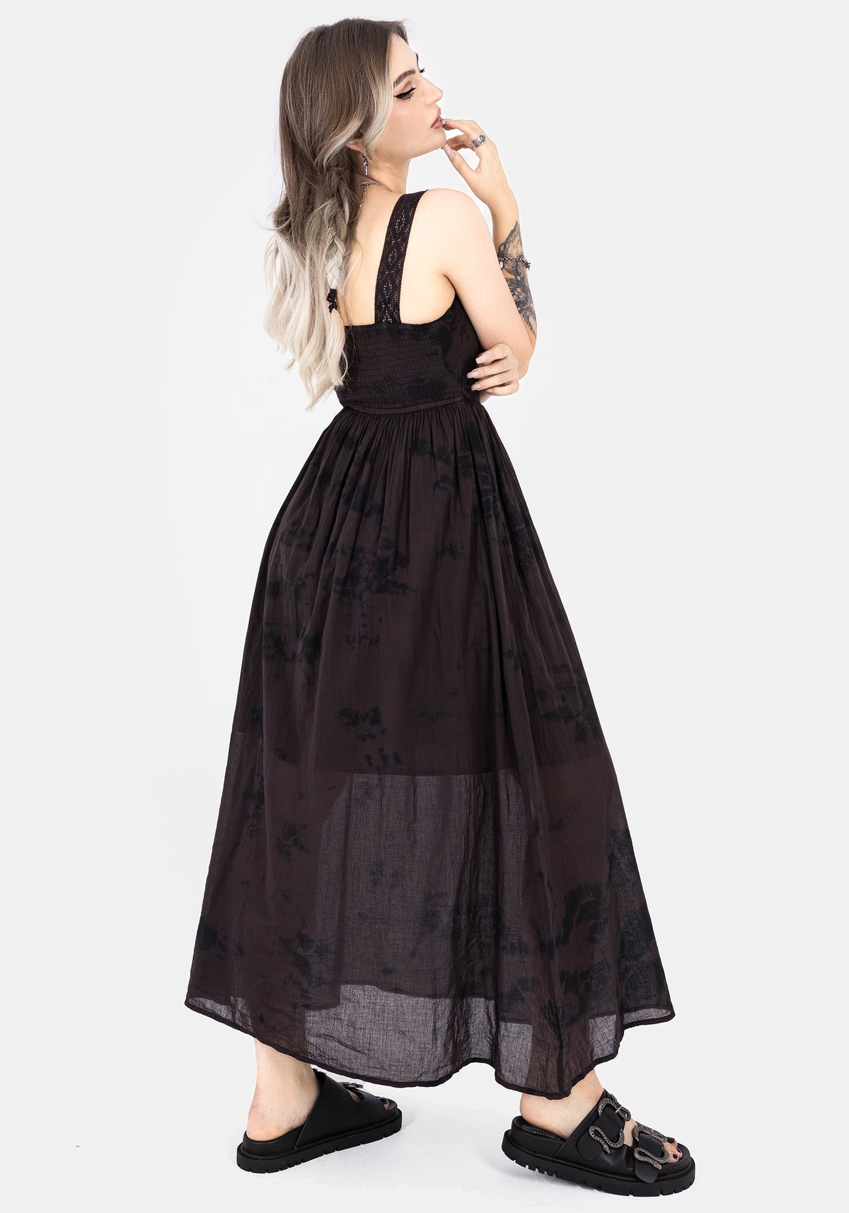 Burnout Tie Die Cotton Midaxi Dress