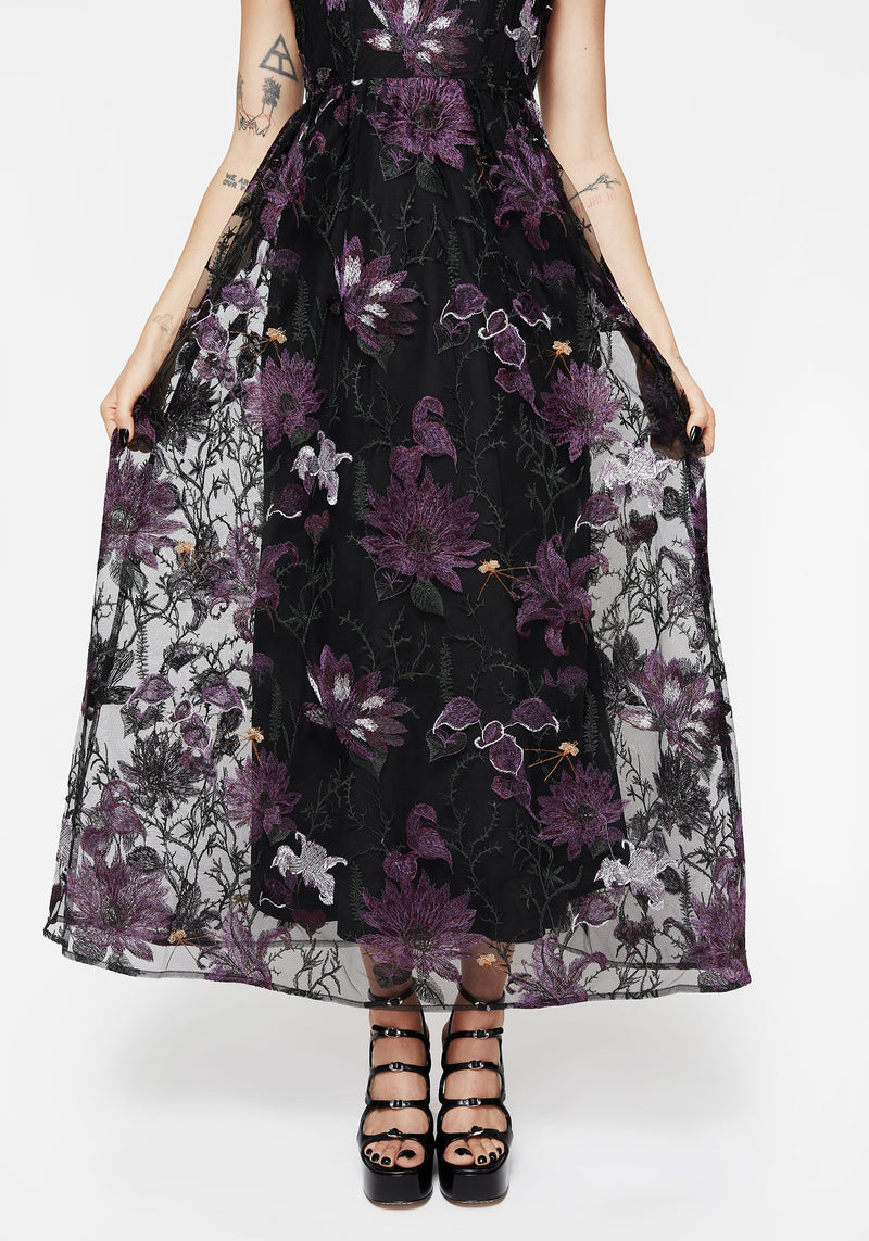 Estrid Embroidered Mesh Midaxi Cami Dress