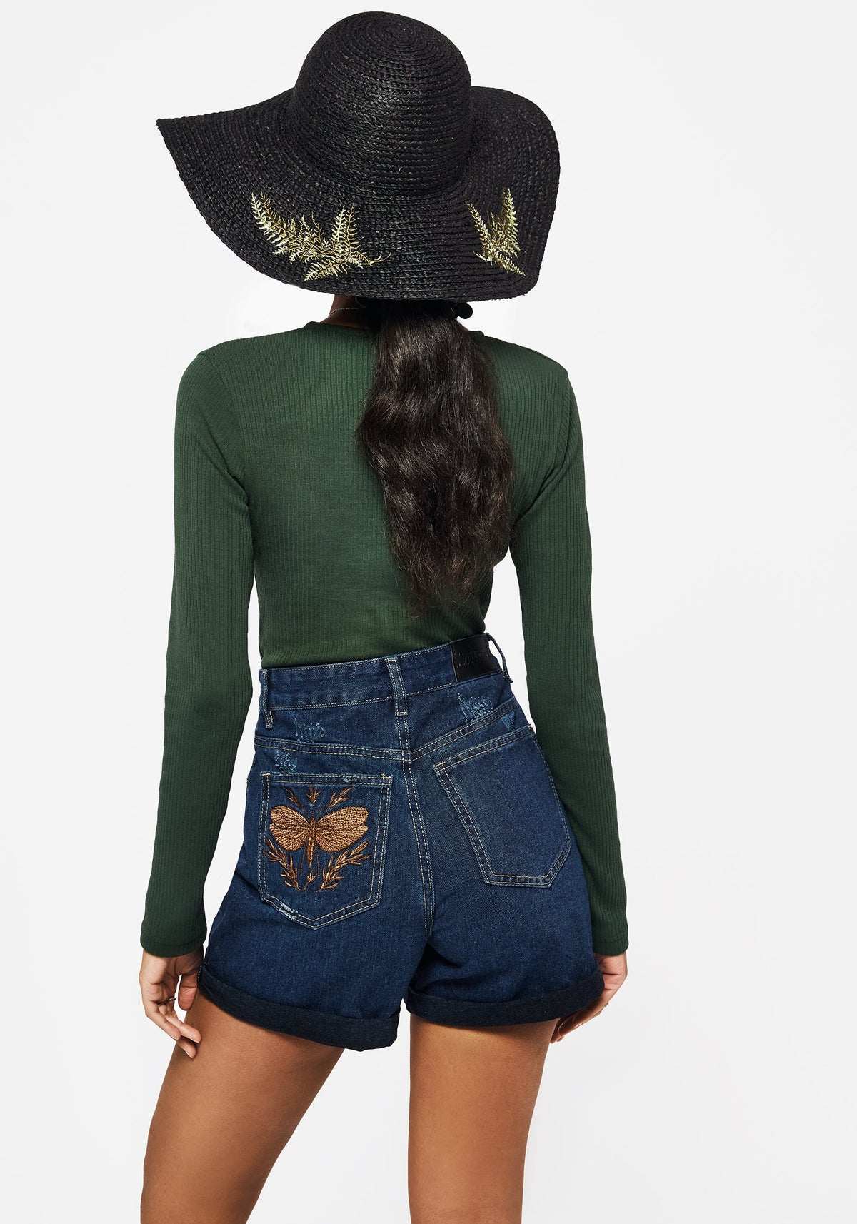 Osmunda Fern Embroidered Sun Hat