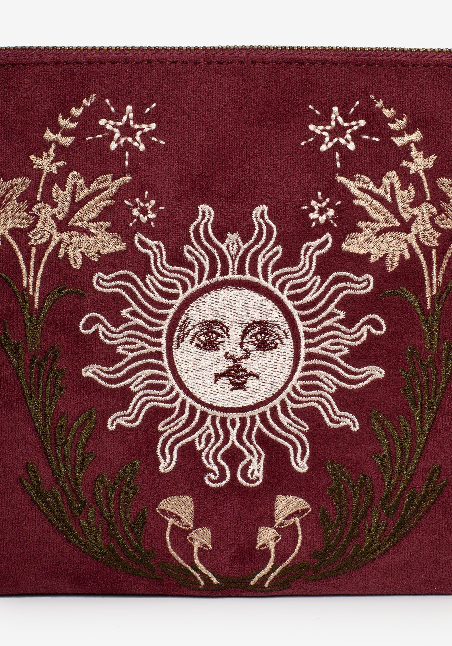 Splendour Floral Sun Embroidered Velour Zip Pouch Set