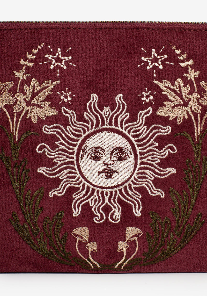 Splendour Floral Sun Embroidered Velour Zip Pouch Set