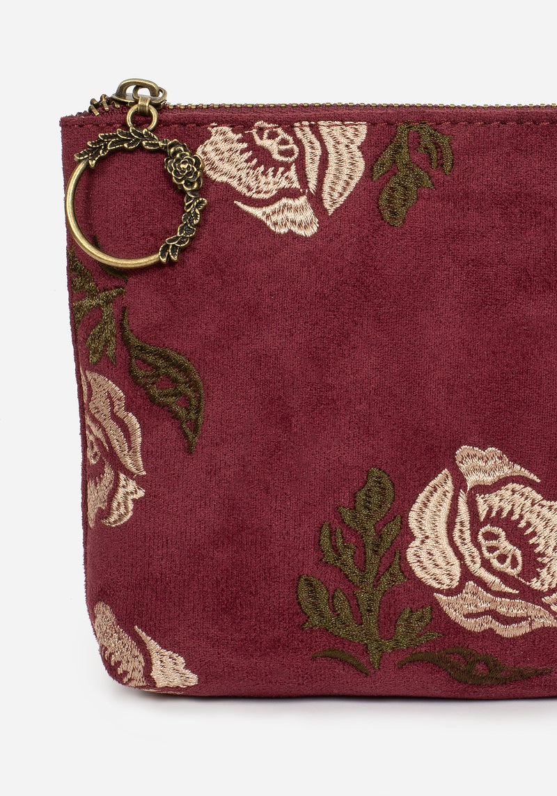 Splendour Floral Sun Embroidered Velour Zip Pouch Set