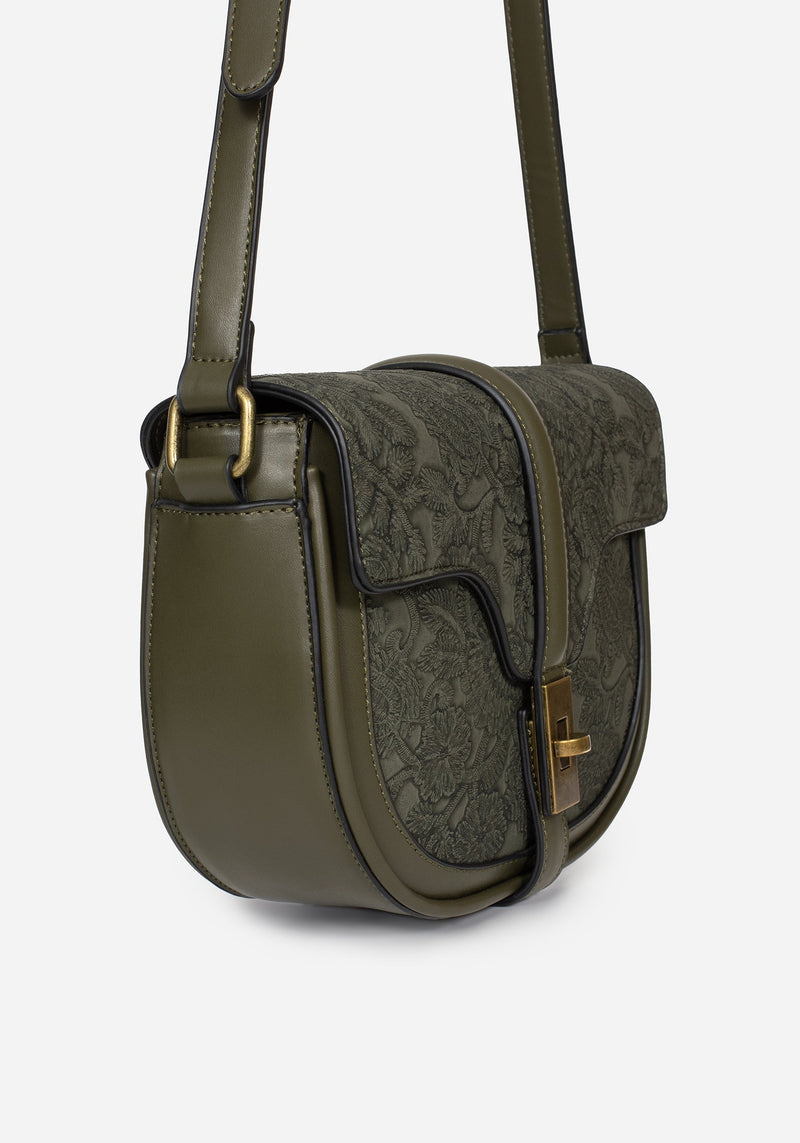Cypress Paisley Debossed Crossbody Satchel Bag - Green