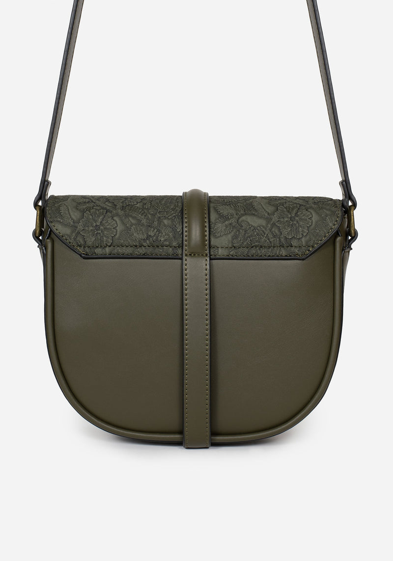 Cypress Paisley Debossed Crossbody Satchel Bag - Green