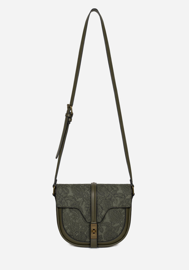 Cypress Paisley Debossed Crossbody Satchel Bag - Green