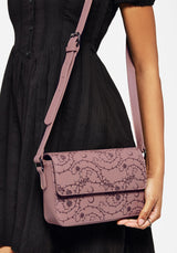 Rosethorn Floral Debossed Crossbody Bag