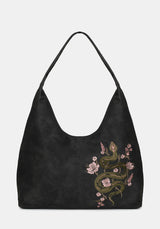 Gorgon Snake Embroidered Faux Suede Tote Bag