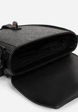 Cypress Paisley Debossed Crossbody Satchel Bag - Black