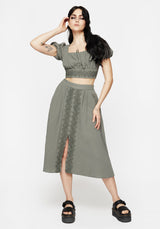 Alder Cotton Ivy Detail Midi Skirt