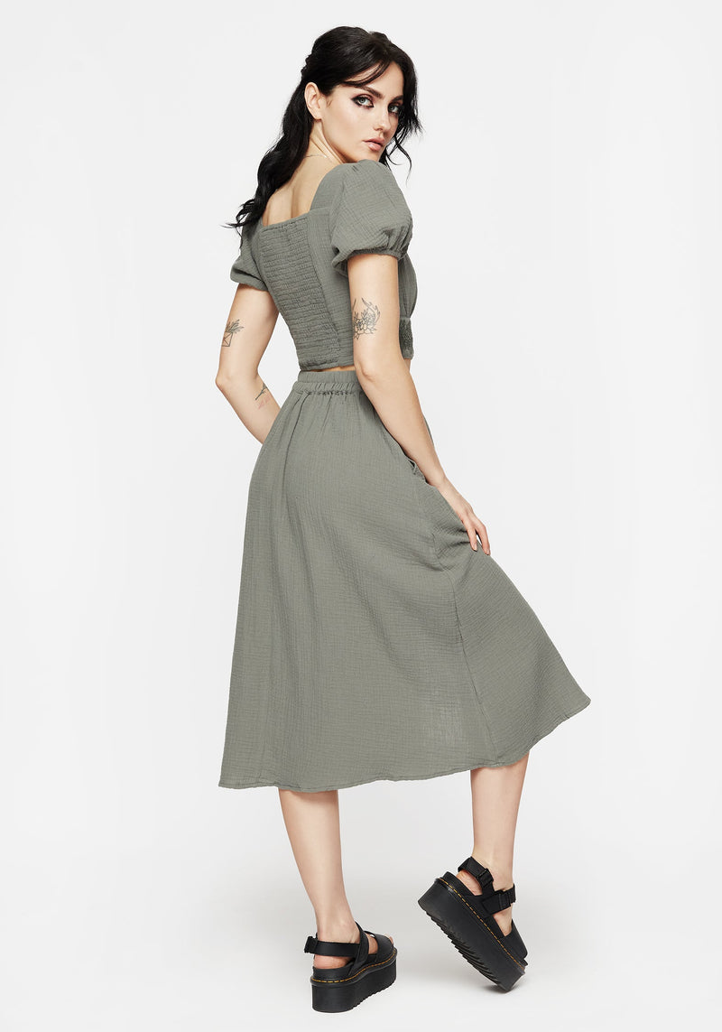 Alder Cotton Ivy Detail Midi Skirt
