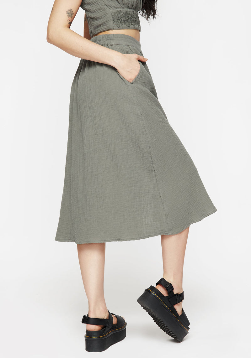 Alder Cotton Ivy Detail Midi Skirt