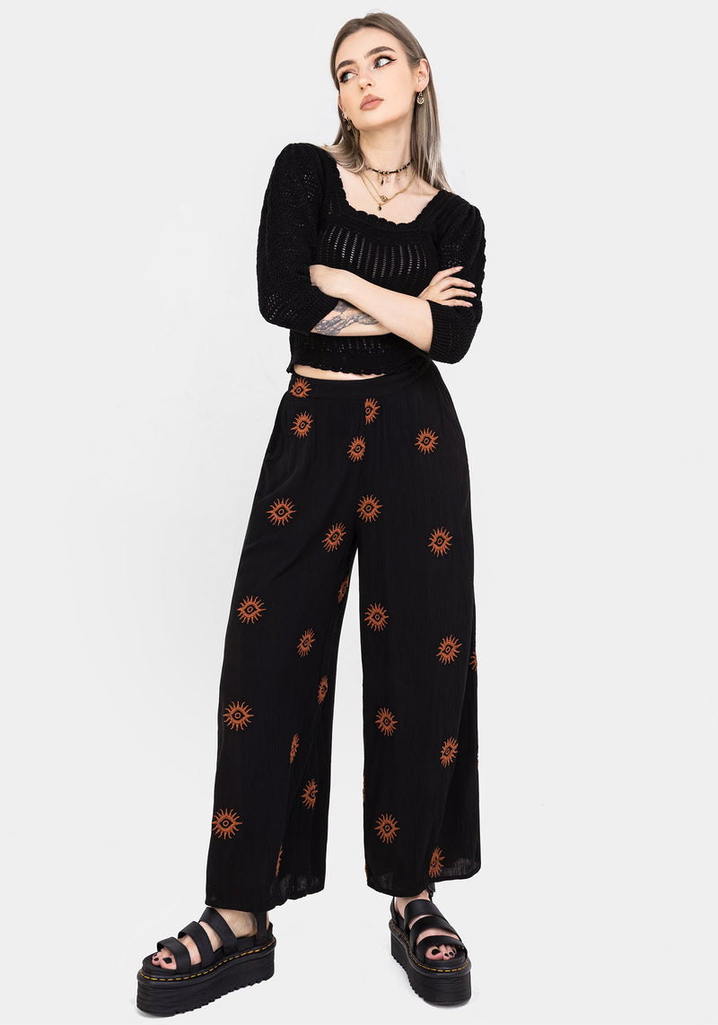 Solstice Embroidered Wide Leg Culotte