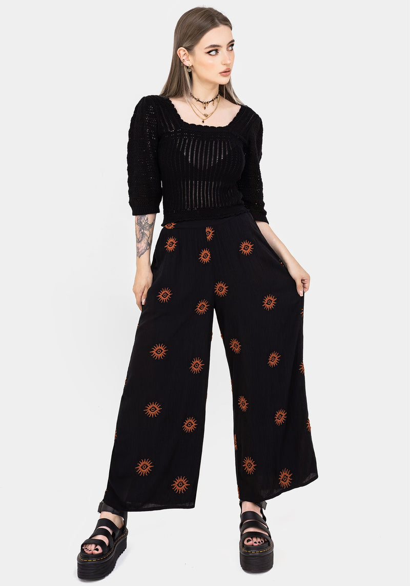 Solstice Embroidered Wide Leg Culotte