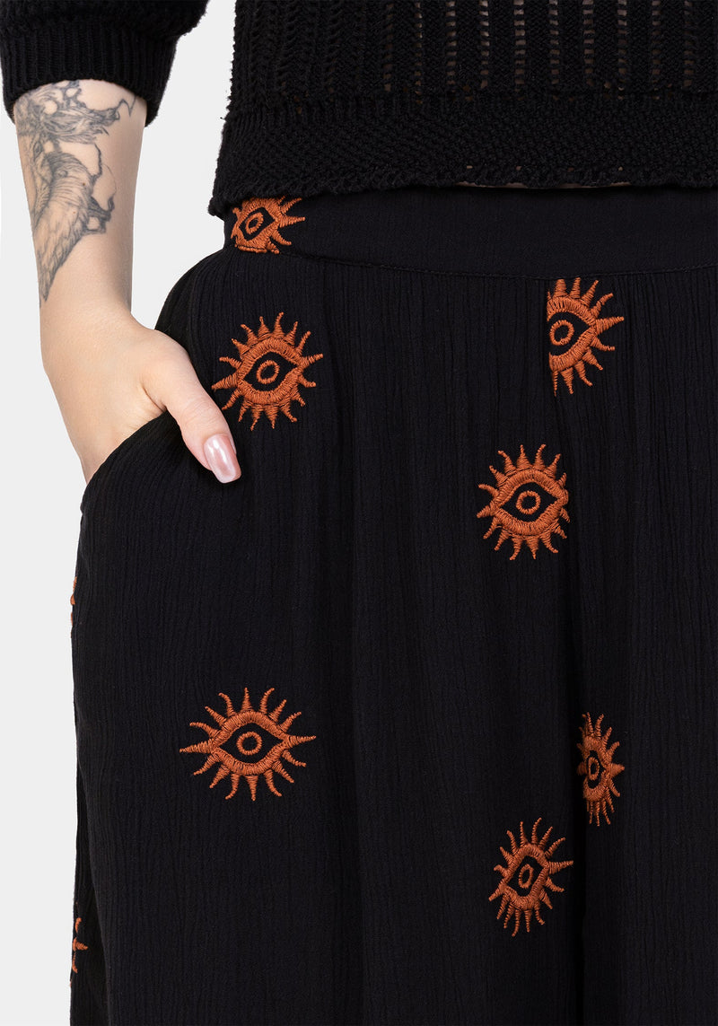Solstice Embroidered Wide Leg Culotte