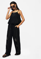 Merrymount Embroidered Wide Leg Trouser