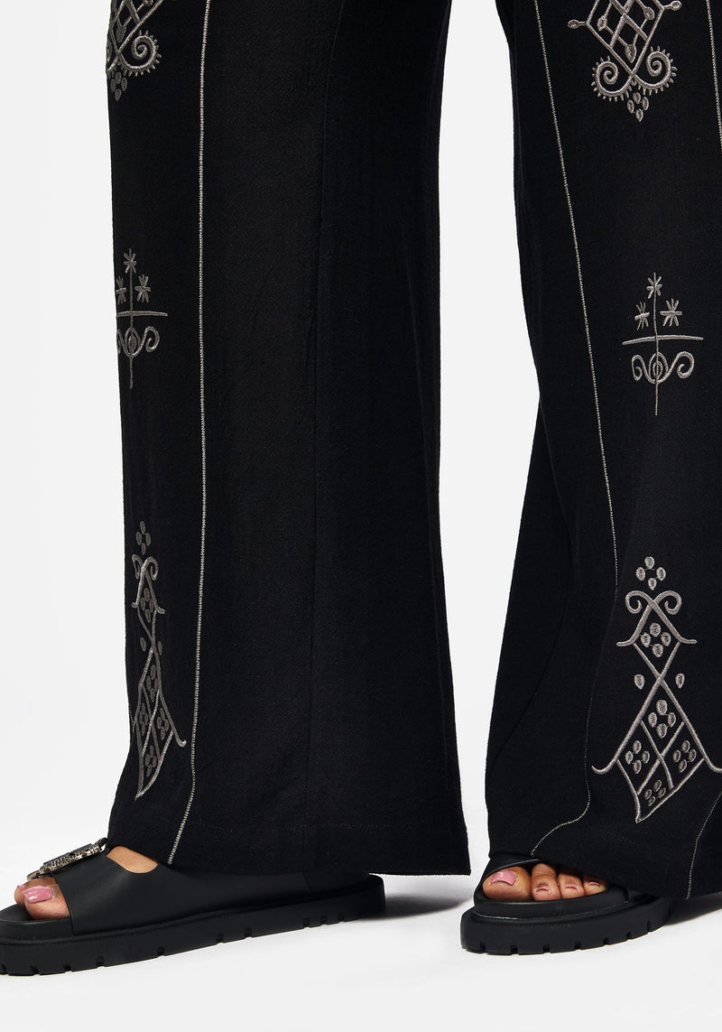 Merrymount Embroidered Wide Leg Trouser