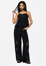 Merrymount Embroidered Wide Leg Trouser