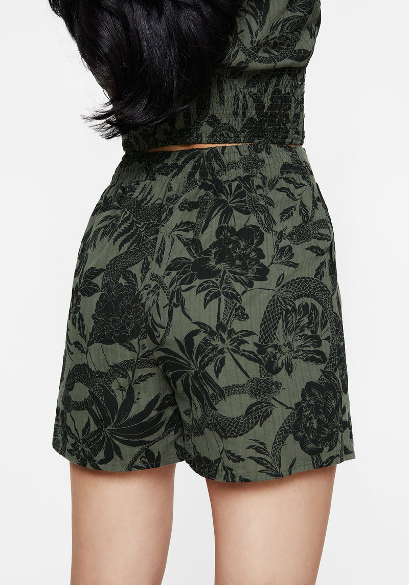 Bashe Cotton Wide Leg Shorts - Green