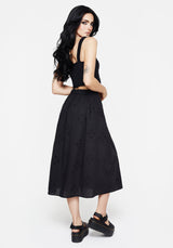 Crux Broiderie Cotton Button Up Midi Skirt