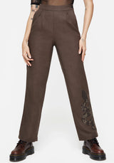 Gaia Linen Blend Snake Embroidered Wide Leg Trouser