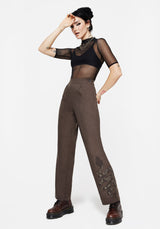 Gaia Linen Blend Snake Embroidered Wide Leg Trouser
