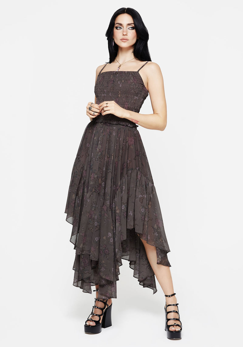 Arnora Chiffon Handkerchief Hem Midaxi Skirt