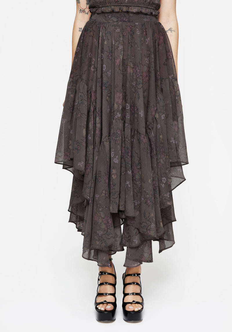 Arnora Chiffon Handkerchief Hem Midaxi Skirt