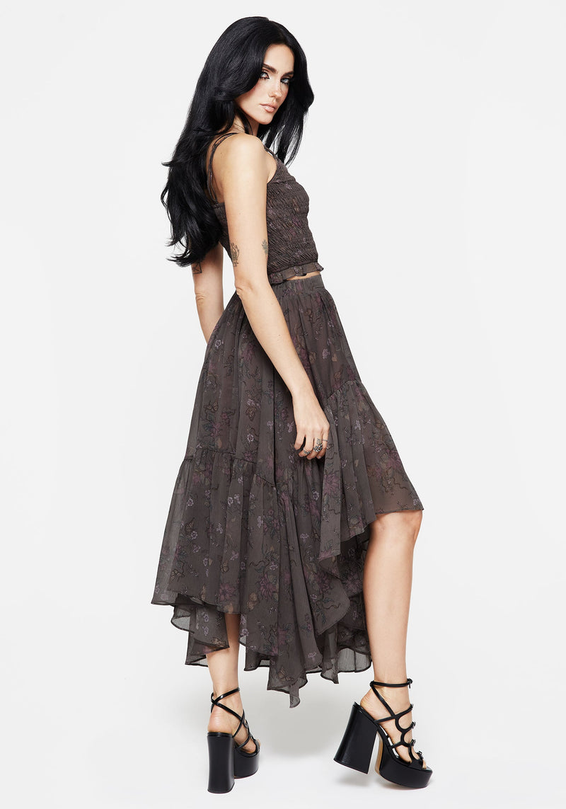 Arnora Chiffon Handkerchief Hem Midaxi Skirt