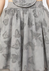Vanessa Butterfly Print Organza Front Split Tiered Maxi Skirt