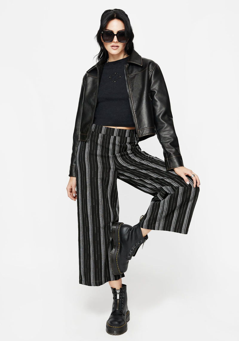 Clandestine Stripe Cotton-Blend Culottes