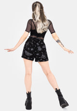 Parasite Bugs Tie Waist Paperbag Shorts - Black