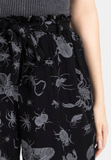 Parasite Bugs Wide Leg Paperbag Culotte Trousers - Black