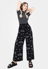 Parasite Bugs Wide Leg Paperbag Culotte Trousers - Black
