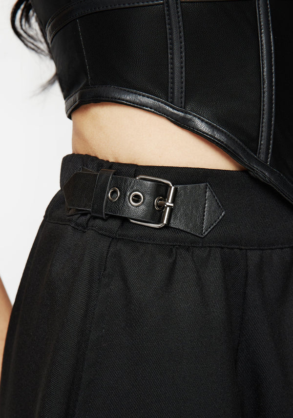 Nightingale Buckled Midi Skirt - Black
