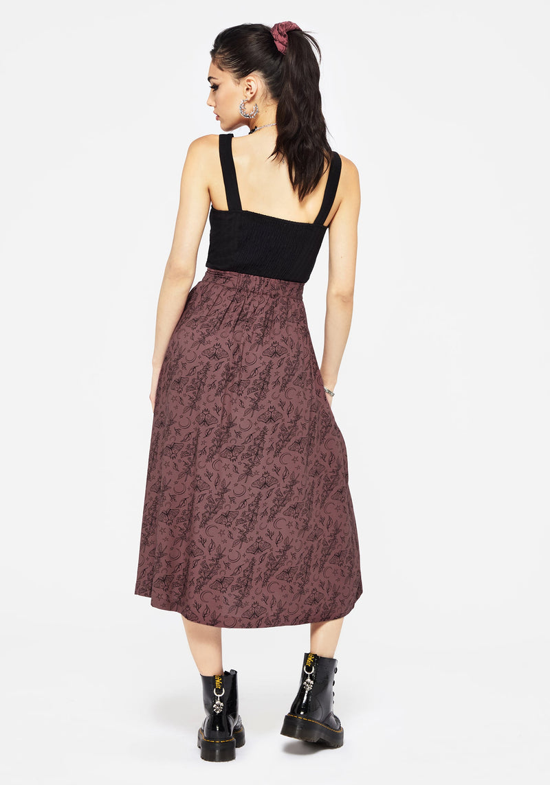 Roxana Moth Foxglove Button Down Midi Skirt