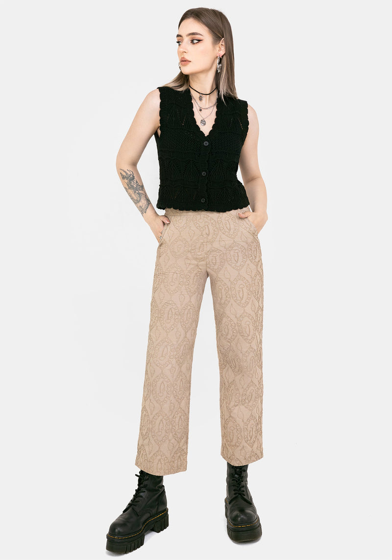 Suma Cotton Textured Pull On Tapered Trouser