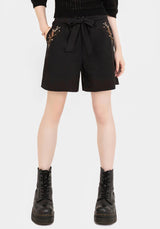 Abellona Embroidered Belted Short