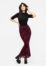 Prickle Thorn Print Mesh Mermaid Maxi Skirt