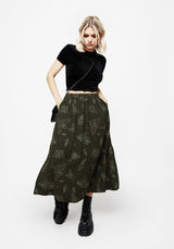 Callopistria Moth Print Midi Skirt - Green