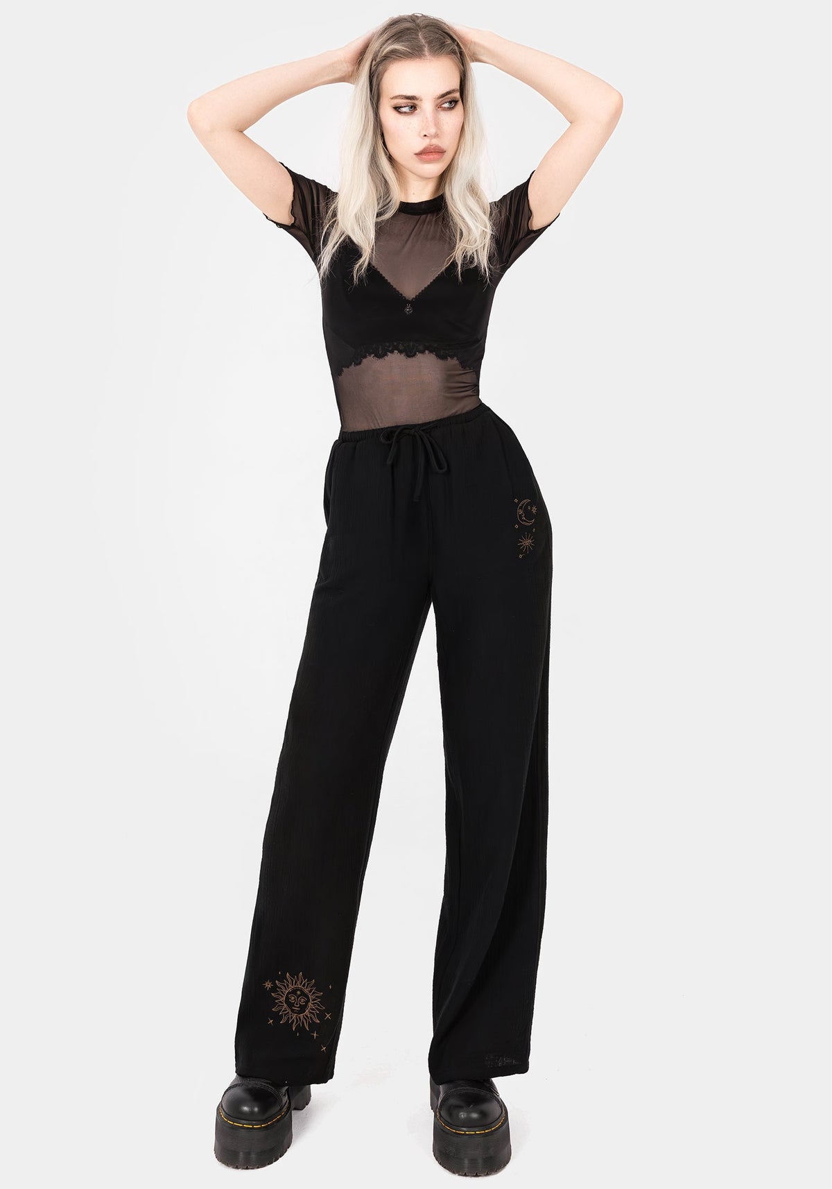 Cosmos Embroidered Wide Leg Trousers