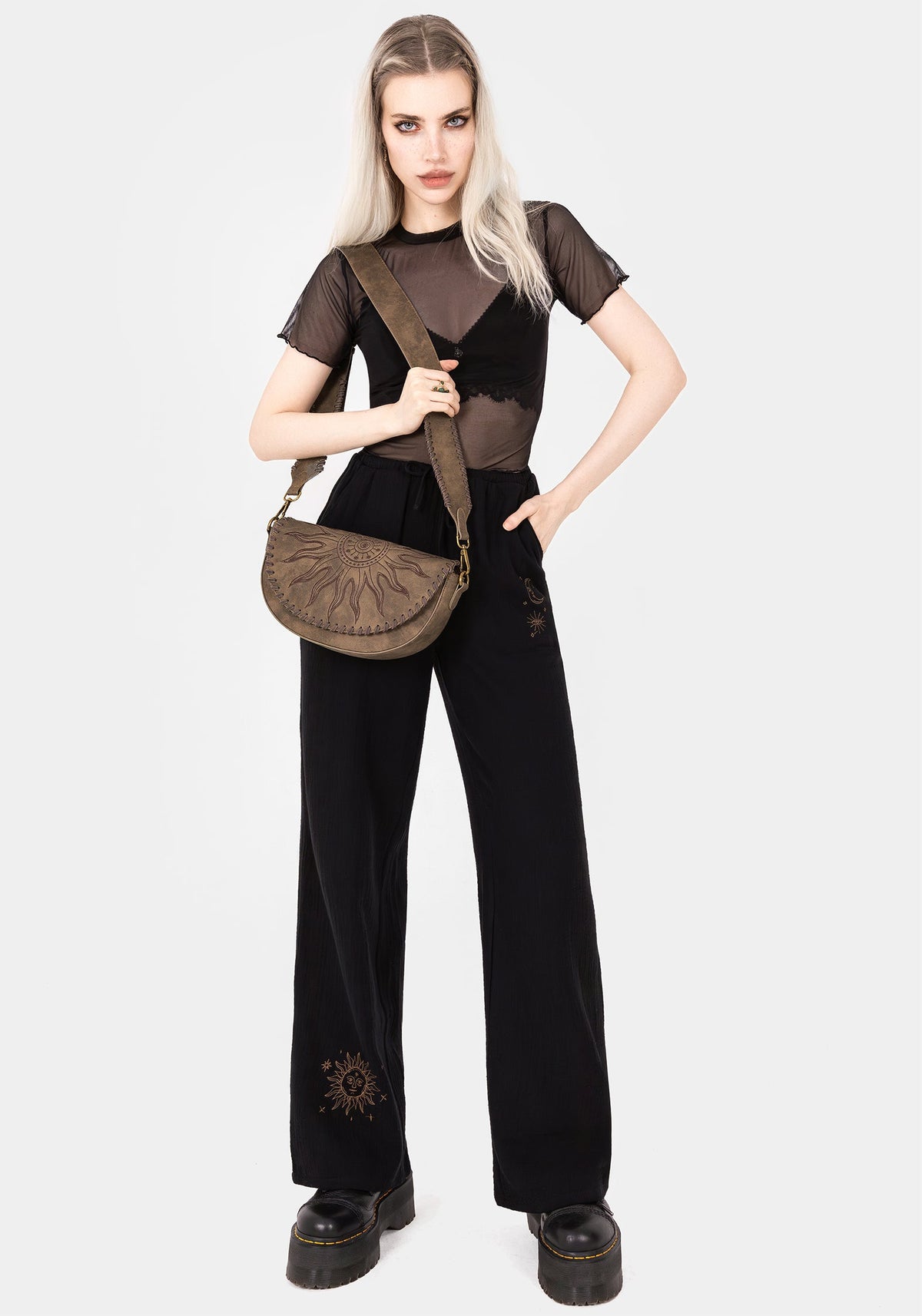 Cosmos Embroidered Wide Leg Trousers