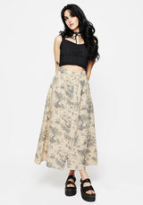 Maypole Cotton Print Button Up Midaxi Skirt