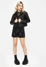 Thistle Floral Print Denim Dungaree Shorts