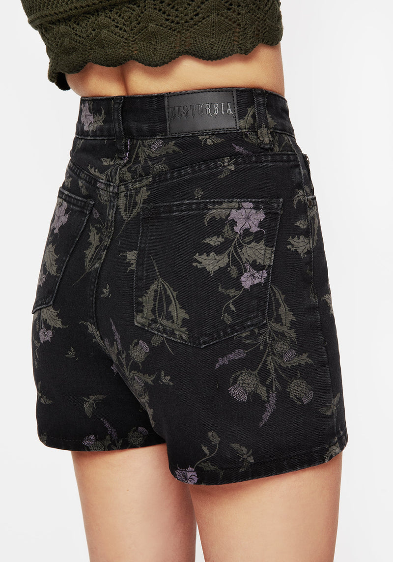 Thistle Floral Print Denim Shorts