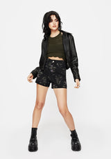 Thistle Floral Print Denim Shorts