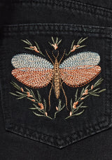 Griffinfly Embroidered Distressed Denim Shorts