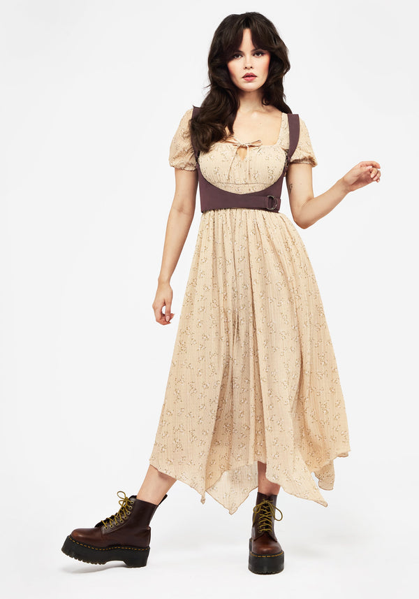 Tabitha Blumenmuster Druck Chiffon Taschentuch Saum Midaxi-Kleid Kleid