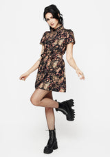 Pixie Floral Print Mini Shirt Dress