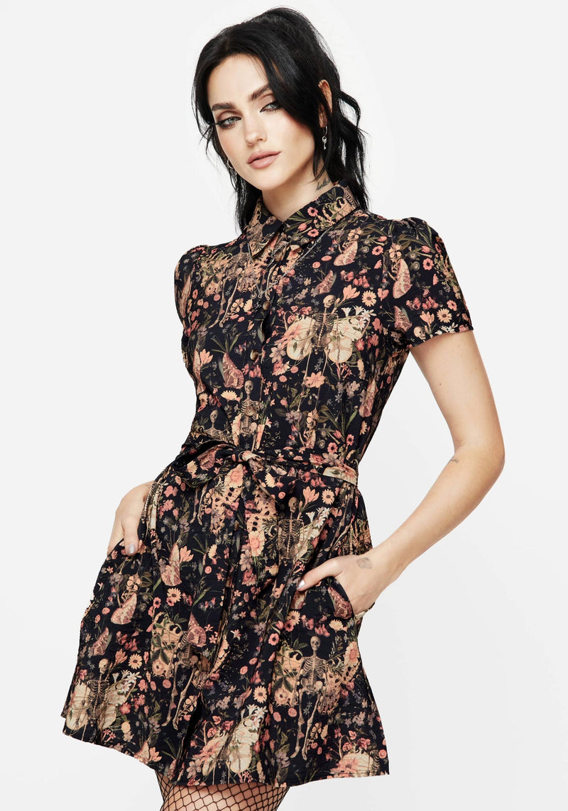 Pixie Floral Print Mini Shirt Dress