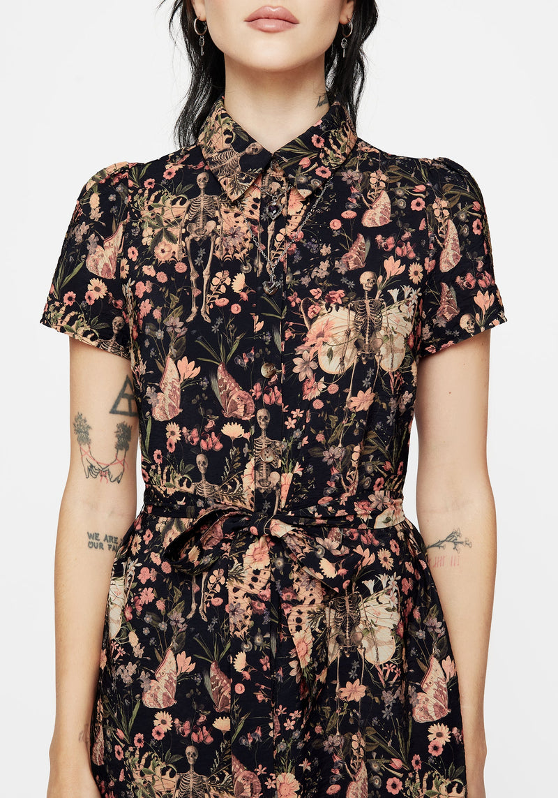 Pixie Floral Print Mini Shirt Dress